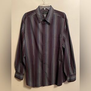 Crazy Horse A Claiborne Company Men's Black Striped Button Down Shirt Size XL